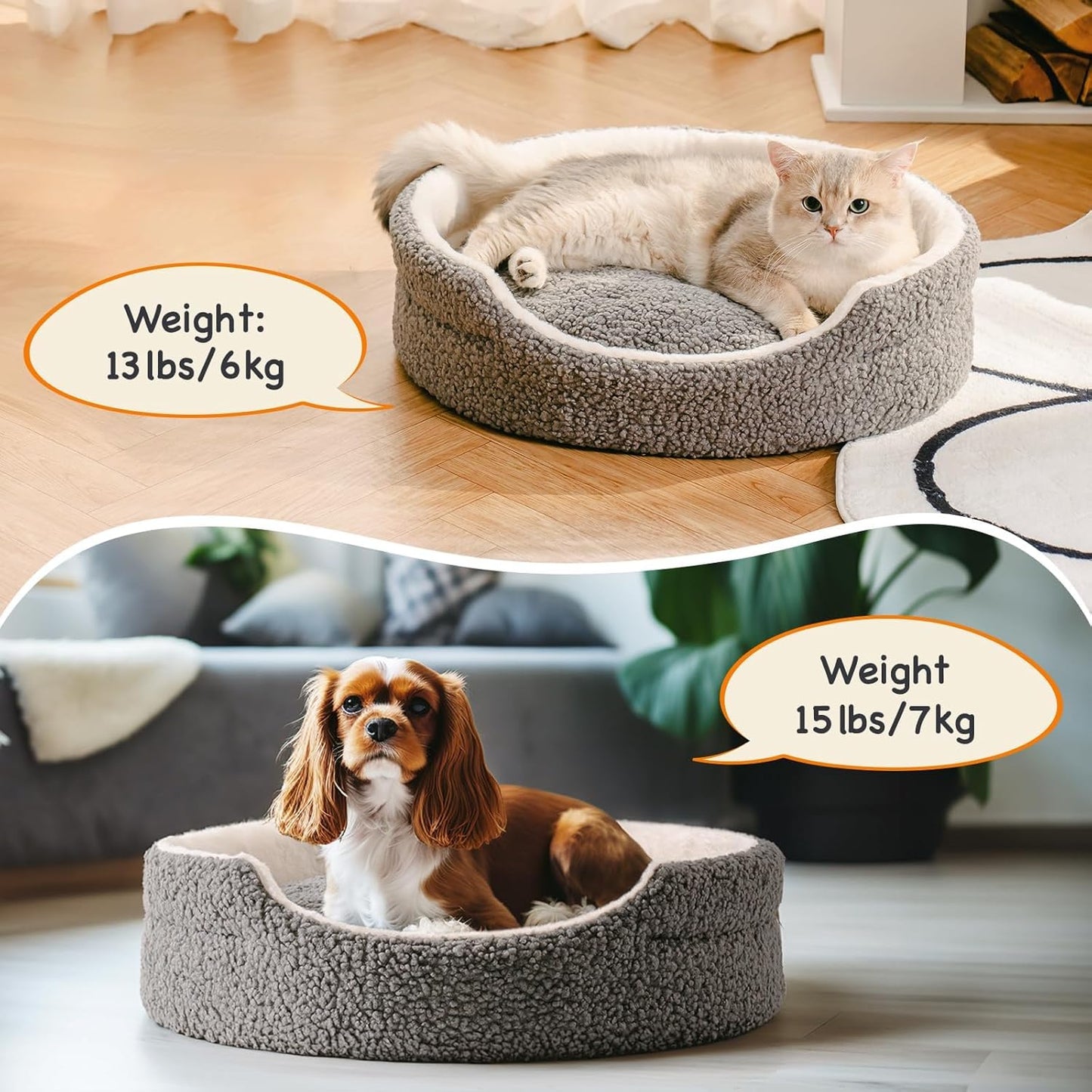 Canine Washable Pet Bed For Small Dogs & Cats - 23x23x7 Inch Orthopedic Dog